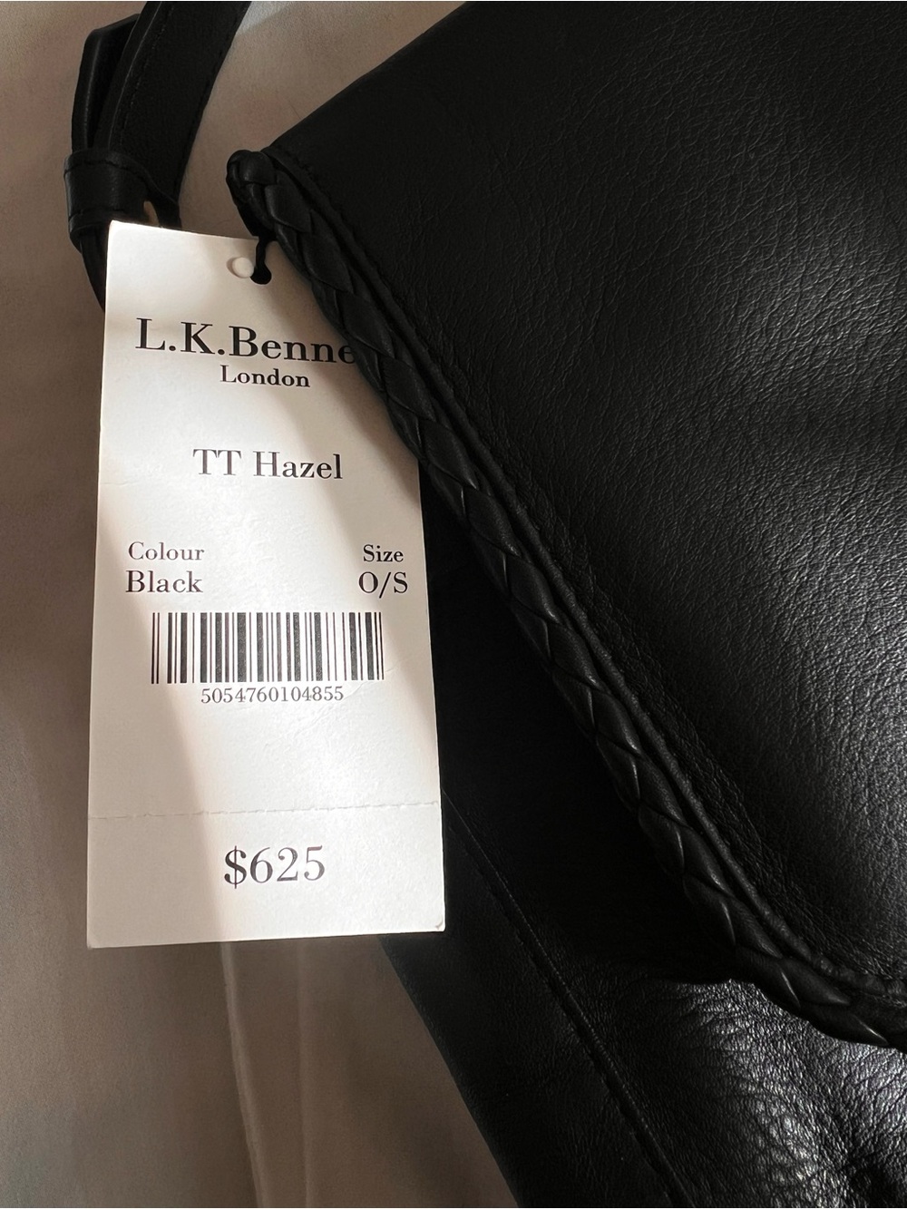 LK Bennett Black Leather Shoulder Bag with Braided Tassel with storage bag - Picture 12 of 15